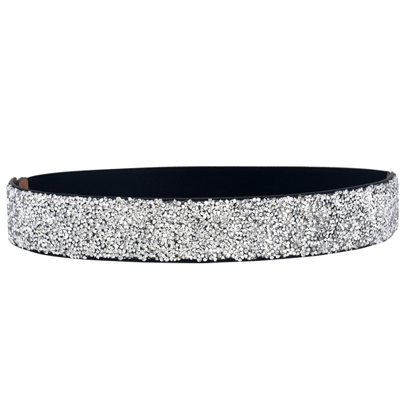 Handmade rhinestone inlaid elastic waist seal