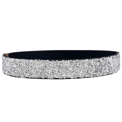 Handmade rhinestone inlaid elastic waist seal