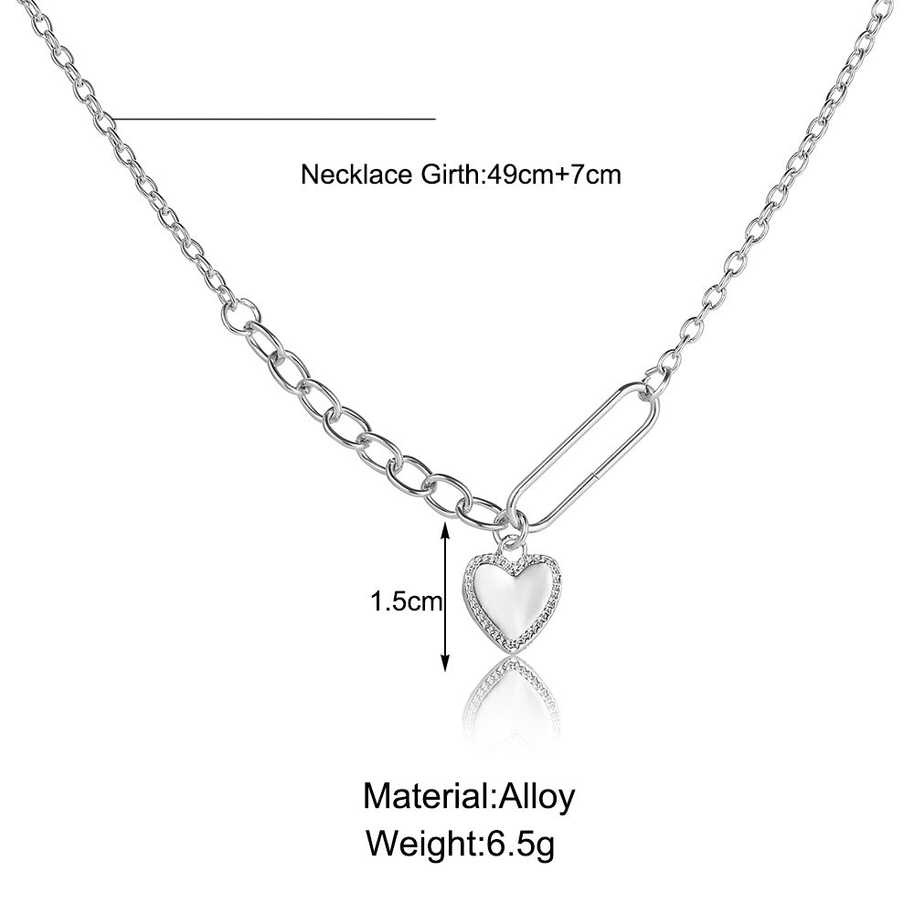 Silver Heart Asymmetric Necklace