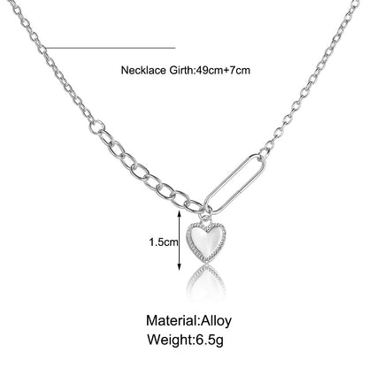 Silver Heart Asymmetric Necklace