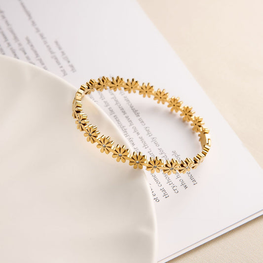 Titanium Steel Daisy Diamond Bracelet