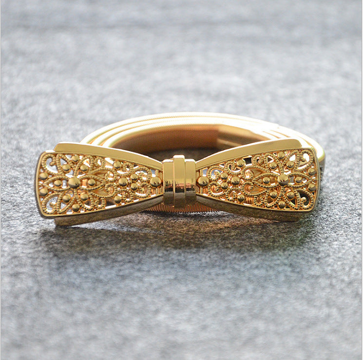 Bow Metal Button Elastic Waist Chain