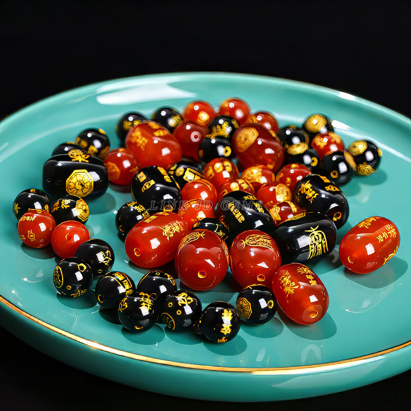 agate peace talisman round beads