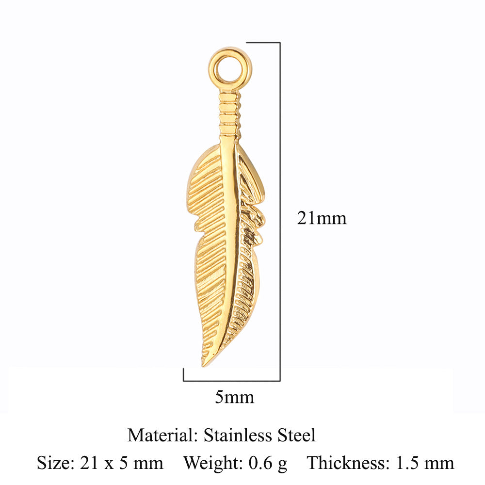 5 pcs/pack leaf wing bow stainless steel pendant