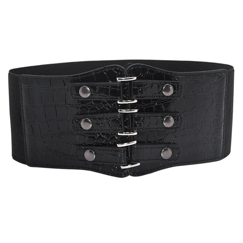 Black extra wide waist seal female alligator pattern