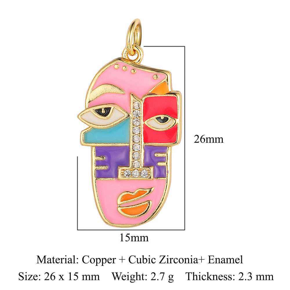 Oil drop copper zircon pendant palm eye face crown