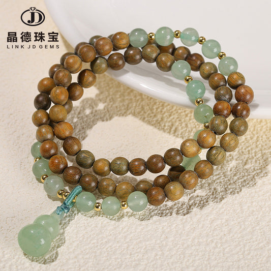 Green sandalwood bracelet Green Dongling jade gourd pendant