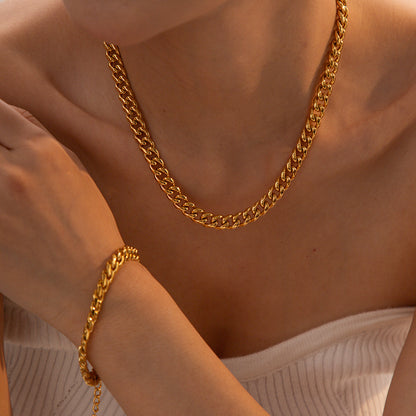 Collar y pulsera con colgante de cadena cubana 