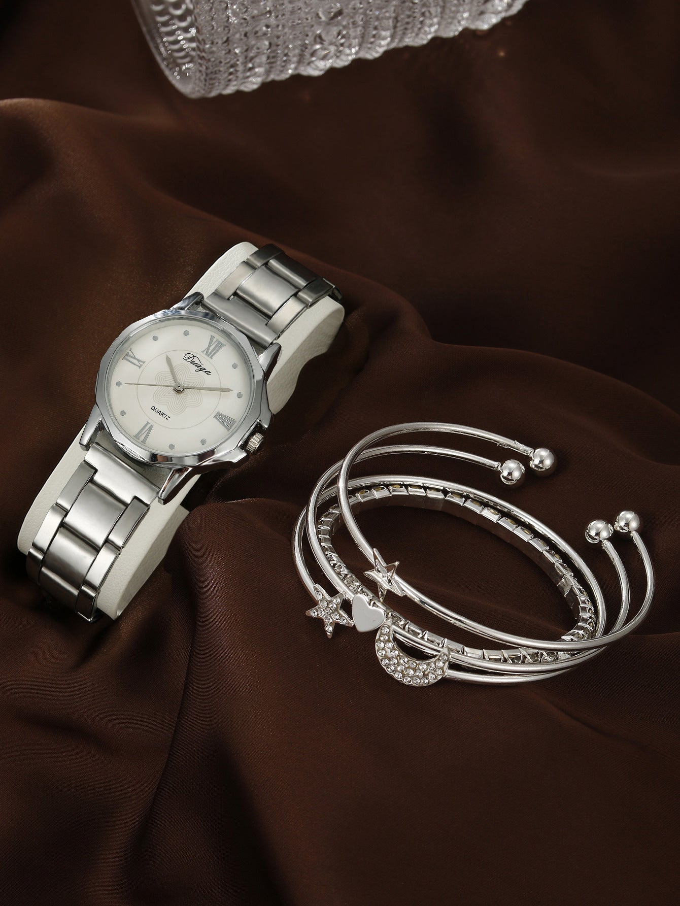 Steel belt quartz watch jewelry set