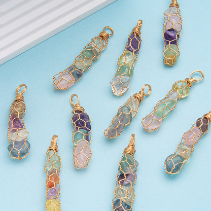 Color cristal grava piedra cruda envoltura bolsa de red tejido DIY 