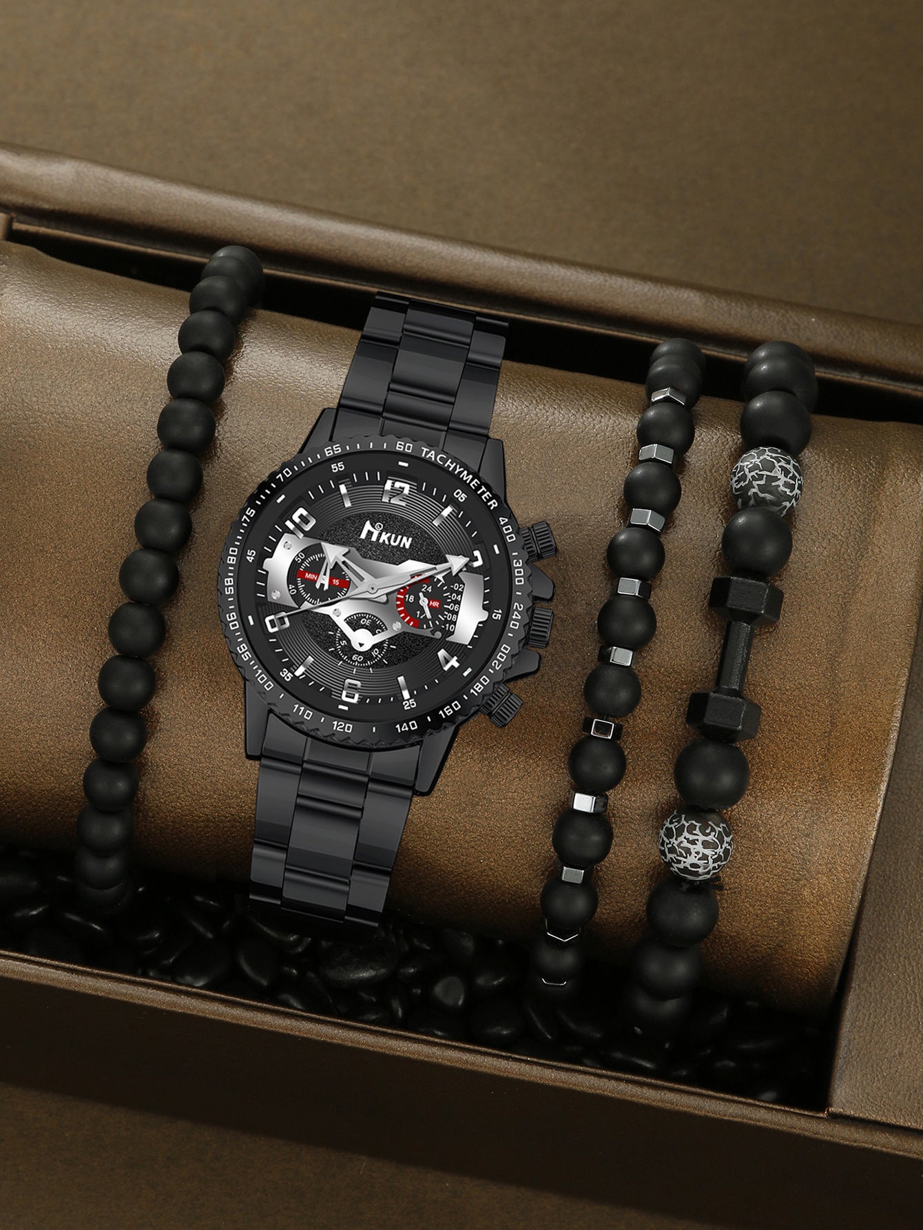 Men's Watch Punk Woven Bracelet Set
