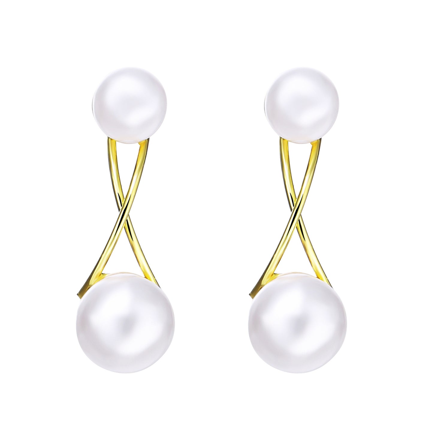 French Retro Pearl Cross Stud Earrings