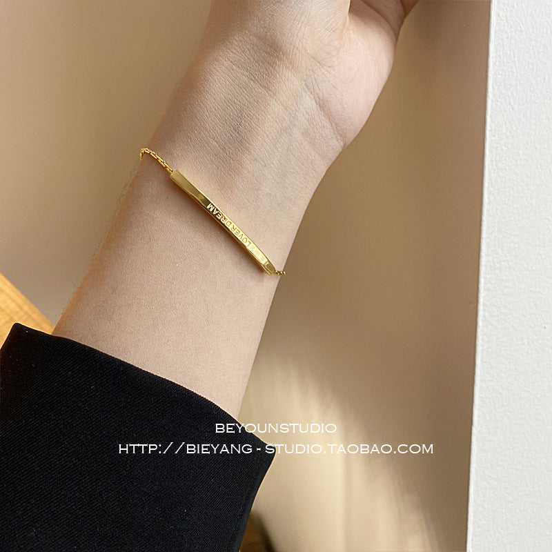 Women's Korean-Style Titanium Steel Adjustable Gold Letter Bracelet
