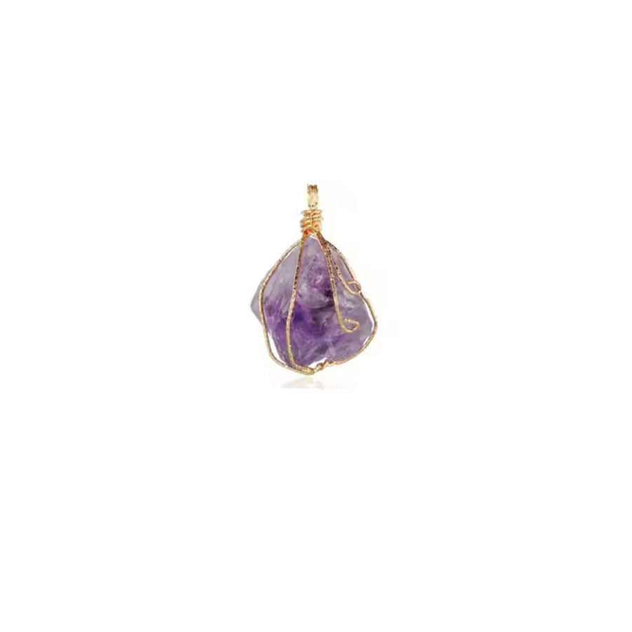 Hand-wound amorphous raw stone crystal wire pendant