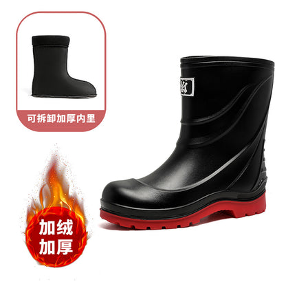 Rain shoes men's medium tube thick sole wear-resistant