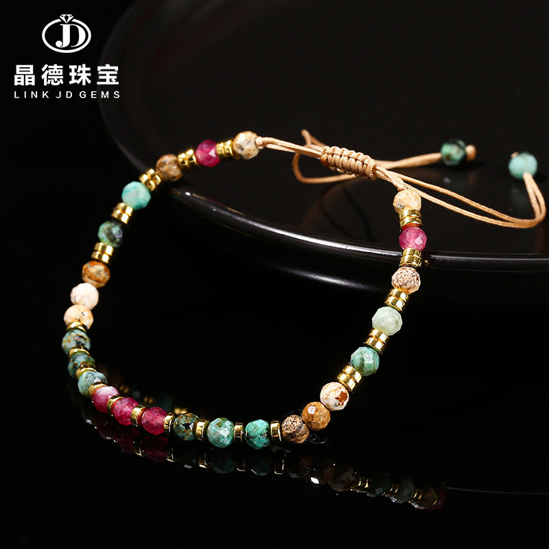 Turquoise with chalcedony woven bracelet