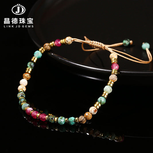 Turquoise with chalcedony woven bracelet
