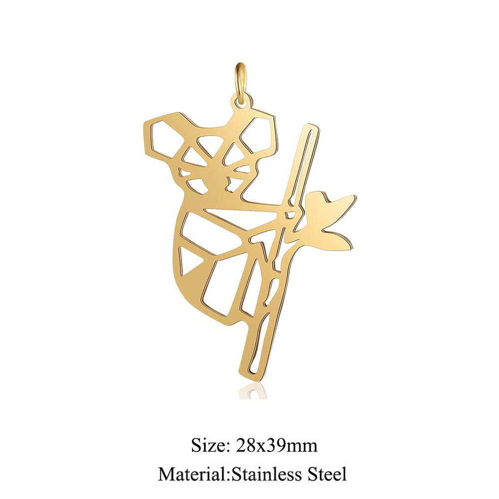 5 pcs/titanium steel large accessories paper-cut animal pendant