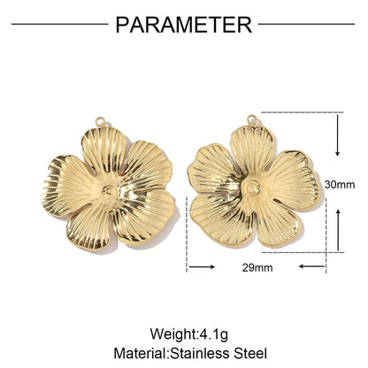 Two-color daisy leafy flower titanium steel pendant