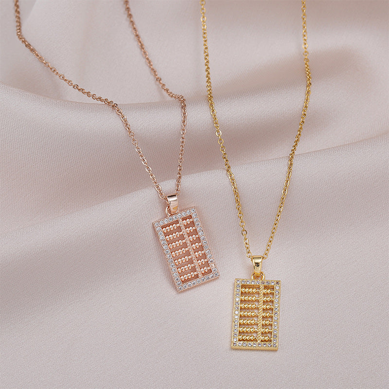 Korean Micro-Diamond Abacus Pendant Necklace