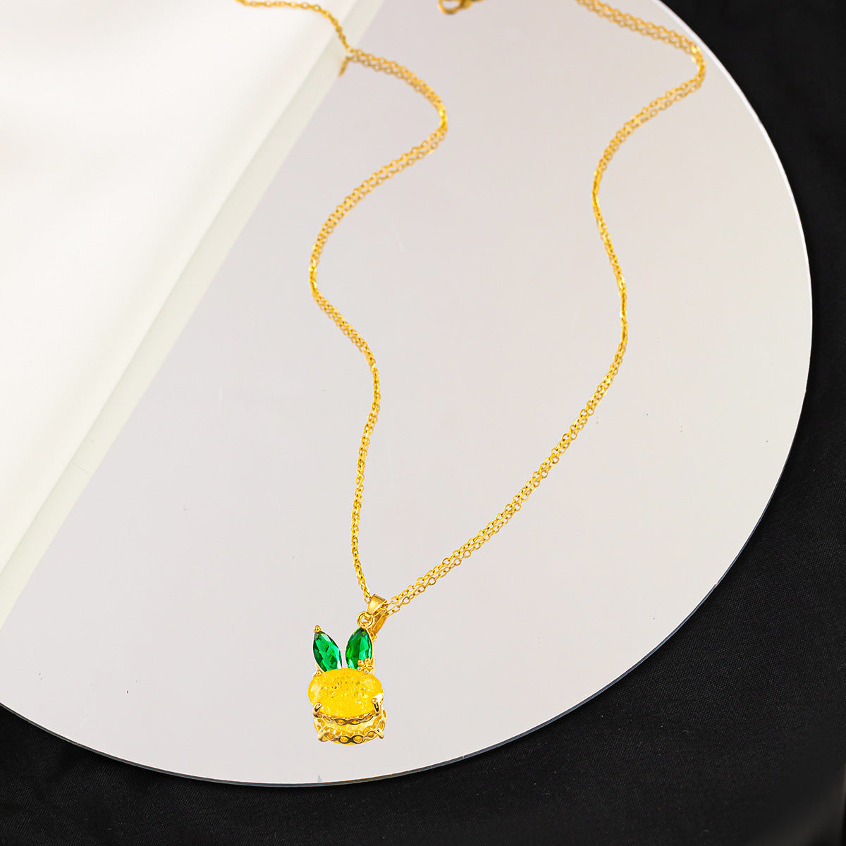 Colorful zircon rabbit necklace