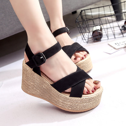Summer new muffin wedge heel platform sandals