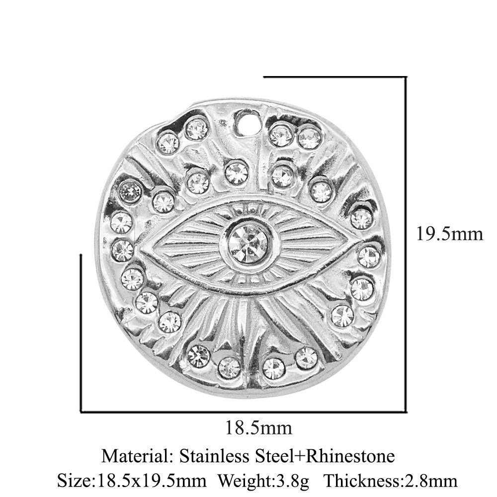 3 pcs/pack stainless steel geometric round sun eye pendant