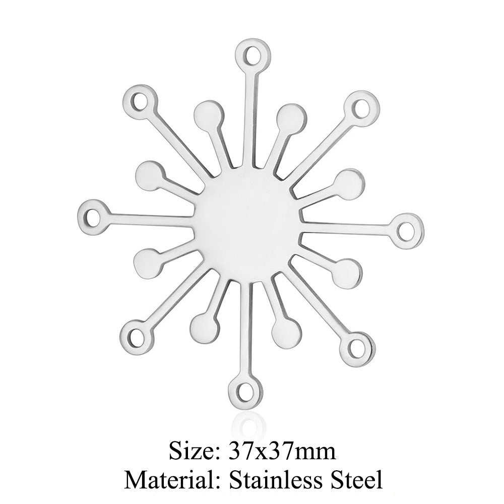 5 pcs/bag sun round face titanium steel pendant