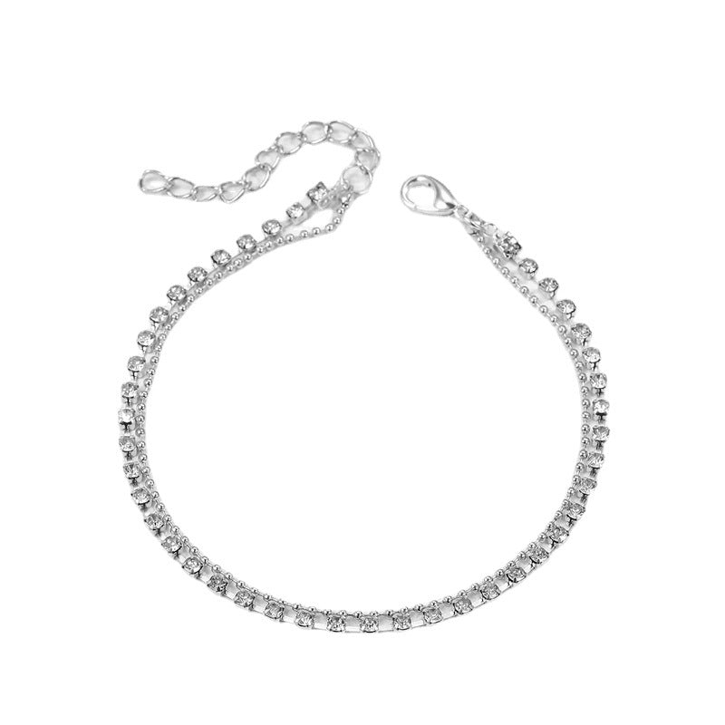 Multi-layer Metal & Diamond Anklet