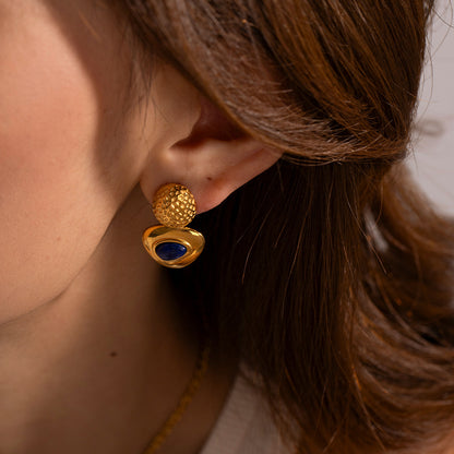 Triangle inlaid lapis lazuli earrings