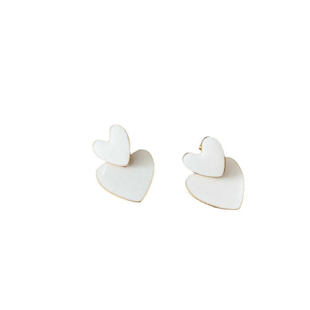 Double-Layer Oil Drop Heart Earrings