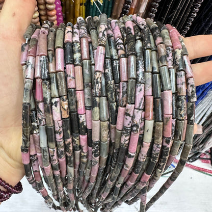 4*13MM natural stone crystal cylindrical spacer beads