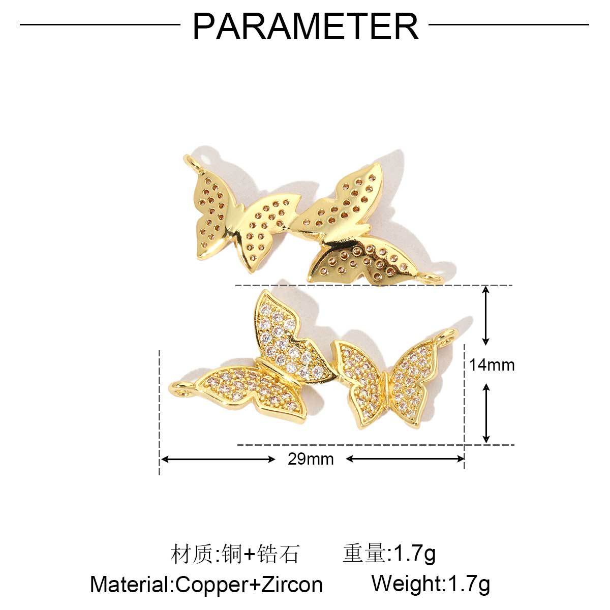 18k gold butterfly star copper zircon pendant.