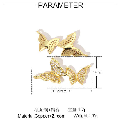 18k gold butterfly star copper zircon pendant.