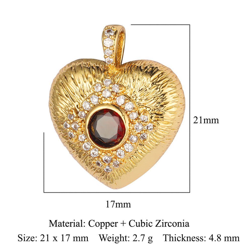 Copper zircon pendant peach heart owl DIY