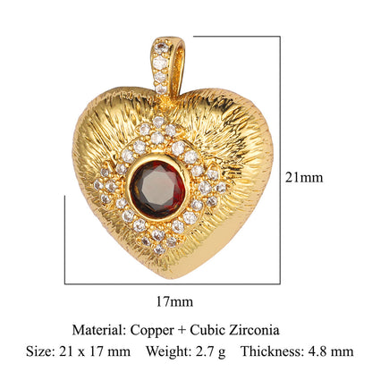Copper zircon pendant peach heart owl DIY