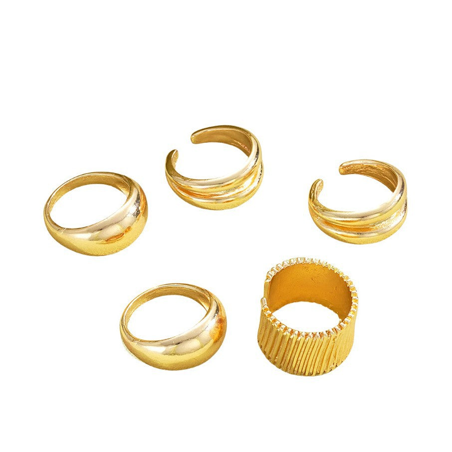 Irregular Geometric Ring Set (5-Piece)