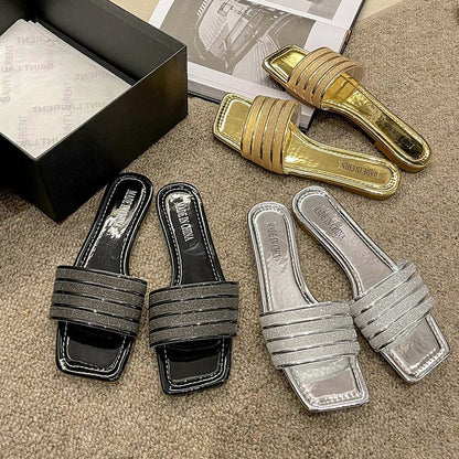 Simple rhinestone beach sandals