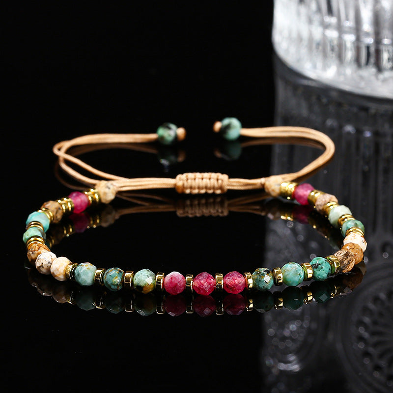 Turquoise with chalcedony woven bracelet