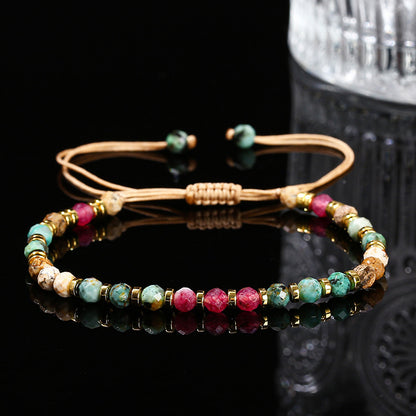 Turquoise with chalcedony woven bracelet