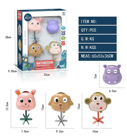 Baby Bath Toy Set Dinosaur Animal Shapes Spinning Wheel Children's Bath