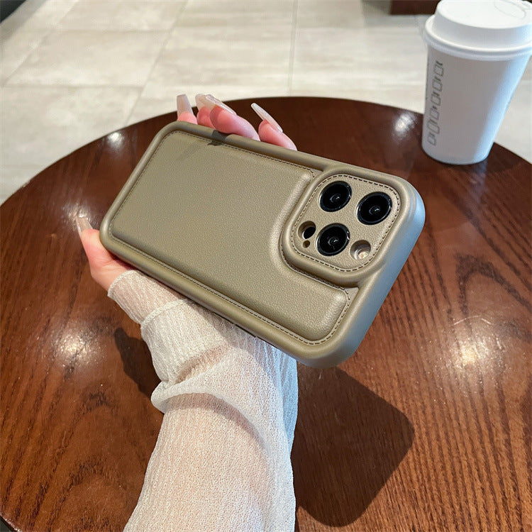 Apple 15 Pro Fat Leather Business iPhone 11/12 Simple Solid Color