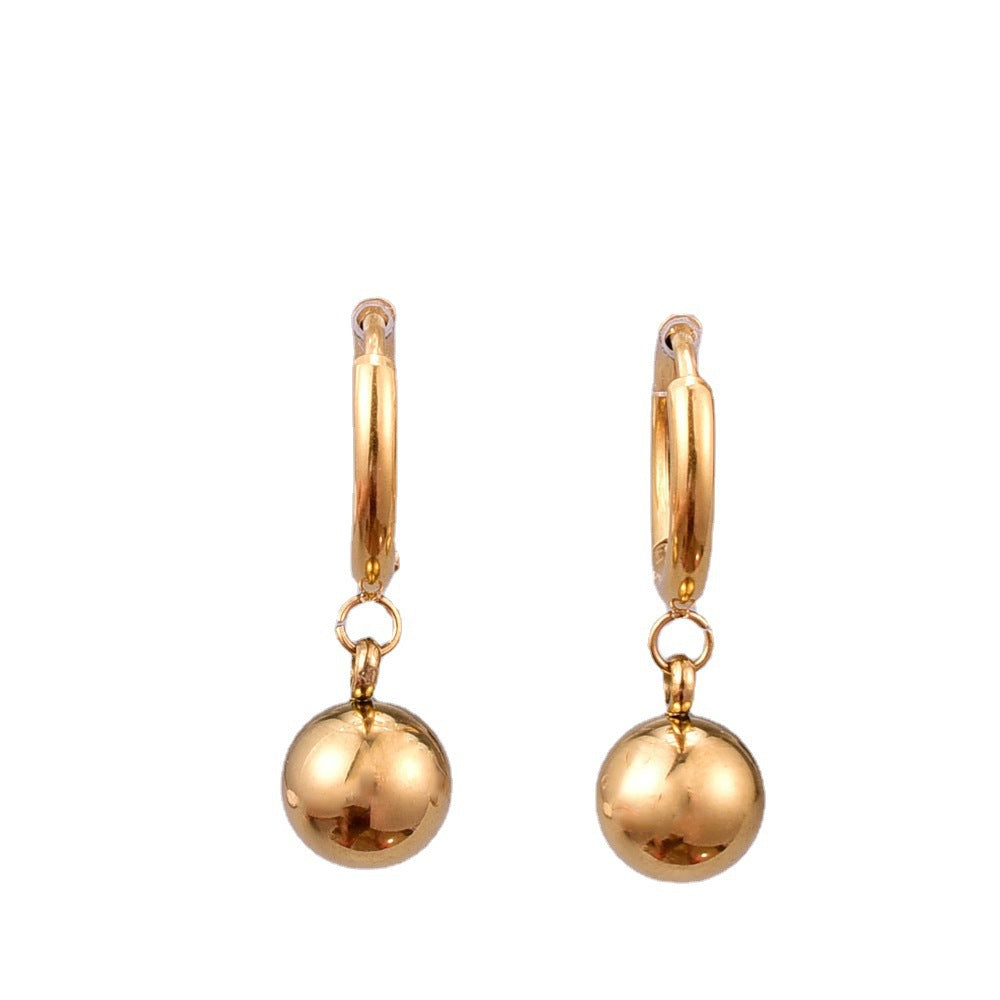 Non-fading titanium steel small round ball earrings