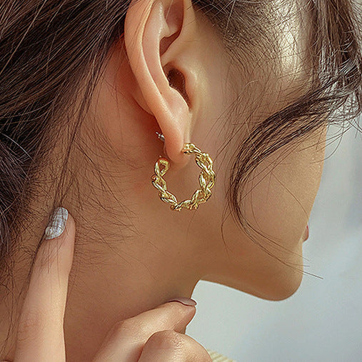 Exaggerated Metal Chain Open Hoop Earrings