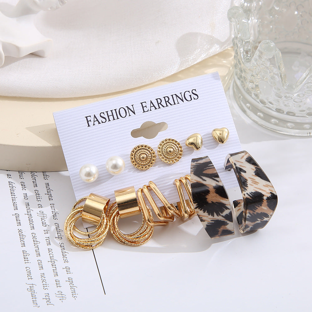 Leopard Print C-Shape Earring Set
