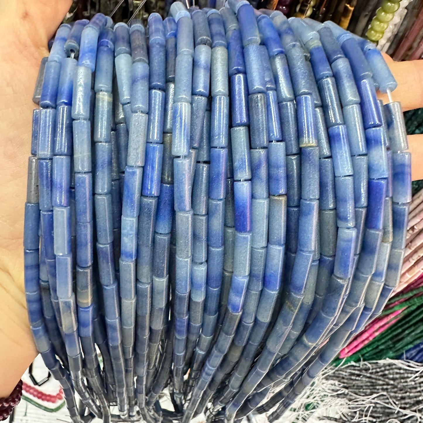 4*13MM natural stone crystal cylindrical spacer beads