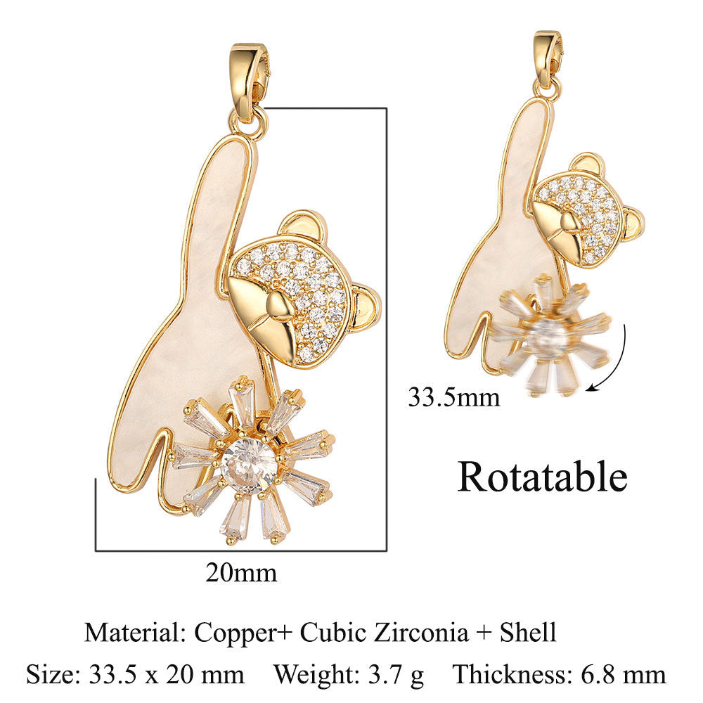 Rotatable gyro windmill copper zircon pendant.