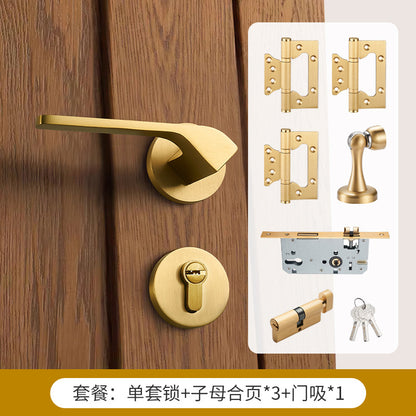 Brass gold interior door lock handle