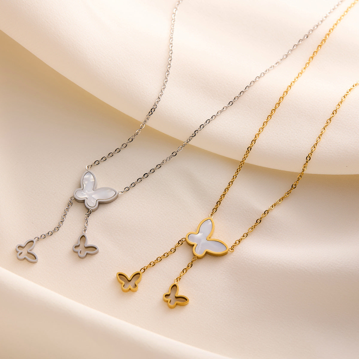 Titanium Steel Butterfly Minimalist Necklace (Wholesale)