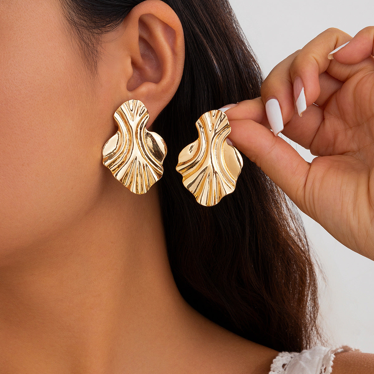 Alloy Wave Textured Earrings for Women